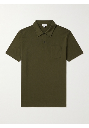 Sunspel - Riviera Slim-Fit Cotton-Mesh Polo Shirt - Men - Green - S