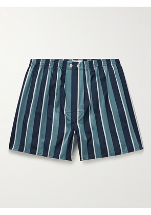 Derek Rose - Royal 221 Slim-Fit Striped Cotton-Poplin and Twill Boxer Shorts - Men - Blue - S