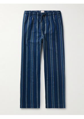 Derek Rose - Kelburn 38 Striped Brushed Cotton-Flannel Pyjama Trousers - Men - Blue - S