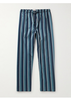 Derek Rose - Royal 221 Straight-Leg Striped Cotton-Satin Pyjama Trousers - Men - Blue - S