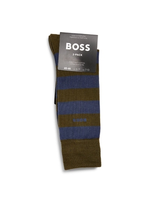 BOSS Striped Logo Socks (Pack of 2)