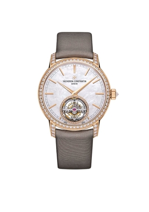 Vacheron Constantin Pink Gold And Diamond Traditionnelle Tourbillon Watch 39Mm