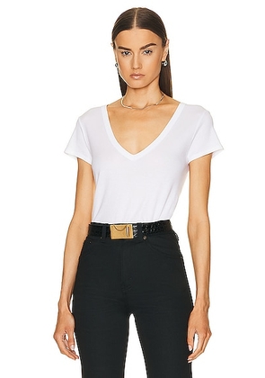 Enza Costa Perfect V Top in White - White. Size XS (also in ).