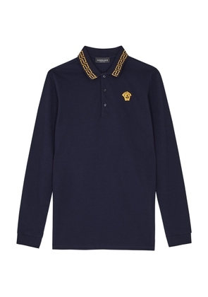 Versace Kids Medusa-embroidered Cotton Polo Shirt (8-14 Years) - Navy - 10 Years