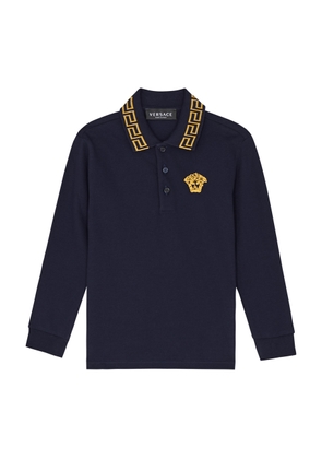 Versace Kids Medusa-embroidered Cotton Polo Shirt (4-6 Years) - Navy - 4 Years