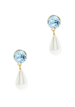 Kenneth Jay Lane Crystal and Pearl-embellished Drop Earrings - Blue And White