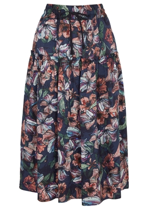 High Youthful Floral-print Midi Skirt - Multicoloured - 12