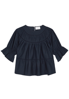 Merlette Sol Gathered Cotton Blouse - Navy - S