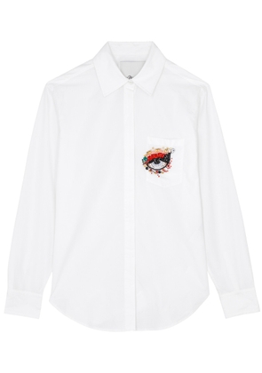 3.1 Phillip Lim Eye Love NY Embellished Cotton-poplin Shirt - White - 8 (UK12 / M)