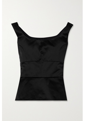 LIBEROWE - + Net Sustain Off-the-shoulder Duchesse Cotton-blend Satin Peplum Top - Black - x small,small,medium,large