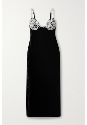 PatBO - Crystal-embellished Velvet Midi Dress - Black - US0,US2,US4,US6,US8,US10