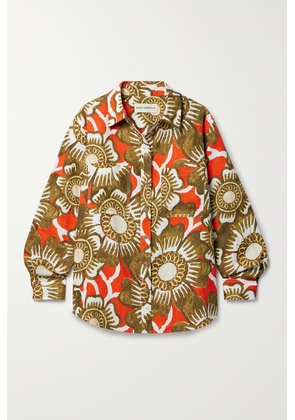 Mara Hoffman - + Net Sustain Adele Floral-print Hemp Shirt - Red - xx small,x small,small,medium,large,x large,xx large,xxx large