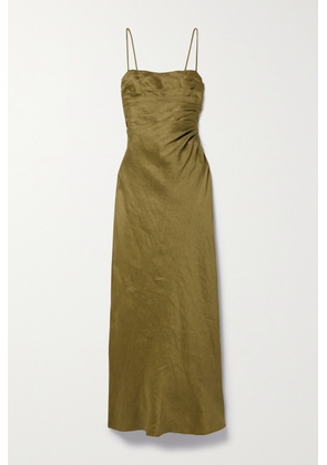 Aje - Clarice Pleated Linen-blend Maxi Dress - Green - UK 4,UK 6,UK 8,UK 10,UK 12,UK 14,UK 16