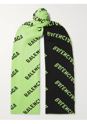 Balenciaga - Logo-Jacquard Wool-Blend Scarf - Men - Green