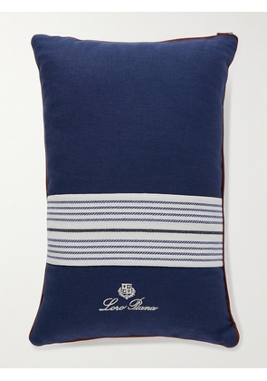 Loro Piana - Logo-Embroidered Striped Linen and Terry Beach Pillow - Men - Blue