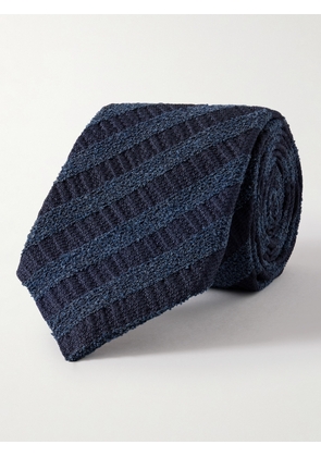 Canali - 8cm Striped Silk-Blend Bouclé Tie - Men - Blue