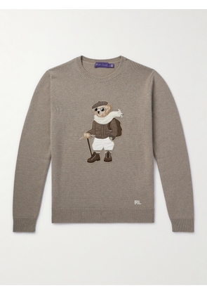 Ralph Lauren Purple Label - Appliquéd Intarsia Cashmere Sweater - Men - Brown - S
