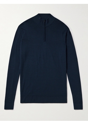 Sunspel - Slim-Fit Wool Half-Zip Sweater - Men - Blue - S