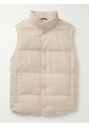 Brunello Cucinelli - Slim-Fit Quilted Padded Linen, Wool and Silk-Blend Twill Gilet - Men - Neutrals - S