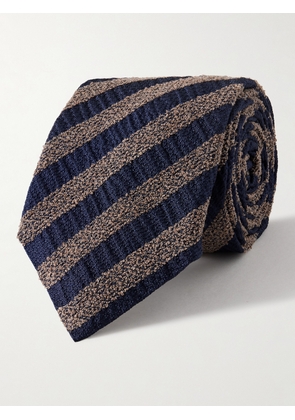 Canali - 8cm Striped Silk-Blend Bouclé Tie - Men - Blue
