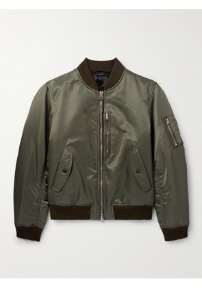 TOM FORD - Leather-Trimmed Shell Bomber Jacket - Men - Green - IT 46