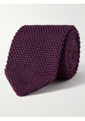 Mr P. - 7cm Knitted Silk Tie - Men - Purple