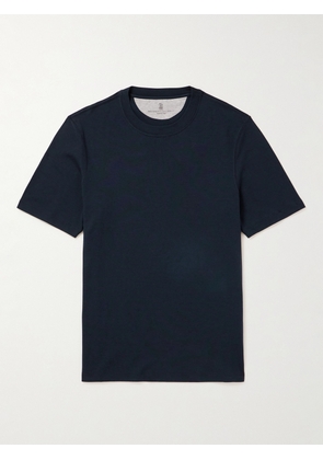 Brunello Cucinelli - Cotton and Silk-Blend Jersey T-Shirt - Men - Blue - S