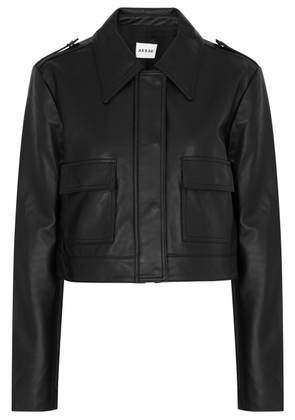 Aexae Cropped Leather Jacket - Black - L (UK14 / L)
