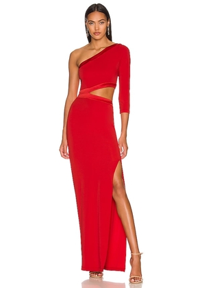 Alice + Olivia Michele Cutout Maxi Dress in Red. Size 8.