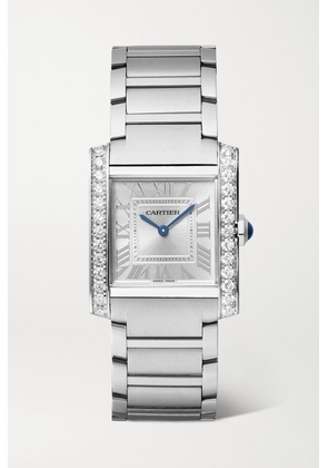 Cartier - Tank Française 32mm Medium Stainless Steel And Diamond Watch - White - One size
