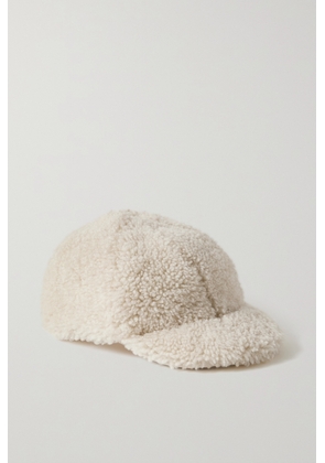 Cordova - Davos Leather-trimmed Shearling Baseball Cap - Cream - One size