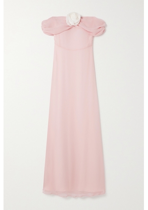 BERNADETTE - Blair Off-the-shoulder Appliquéd Silk-georgette Maxi Dress - Pink - FR34,FR36,FR38,FR40,FR42,FR44,FR46
