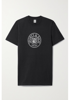 Sporty & Rich - Connecticut Crest Printed Cotton-jersey T-shirt - Black - x small,small,medium,large,x large