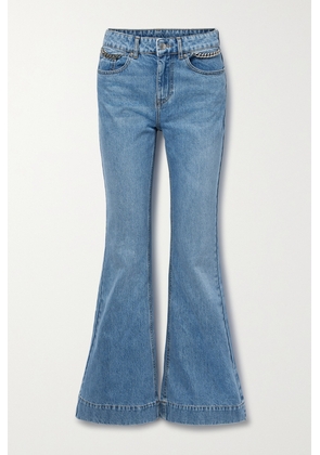 Stella McCartney - + Net Sustain Iconic Chain-embellished High-rise Flared Jeans - Blue - 25,26,27,28,29,30,31