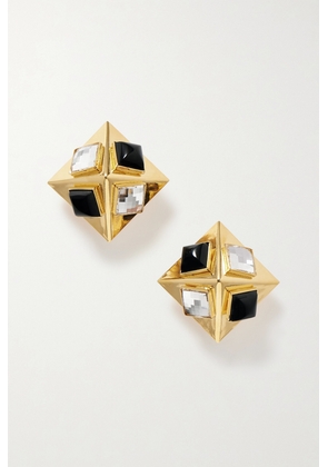 Alessandra Rich - Pyramid Gold-tone Crystal Clip Earrings - One size