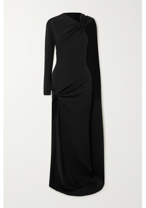 David Koma - One-shoulder Asymmetric Knotted Cutout Jersey Gown - Black - UK 6,UK 8,UK 10,UK 12