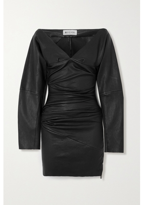 Maticevski - Facets Ruched Leather Mini Dress - Black - UK 6,UK 8,UK 10,UK 12,UK 14