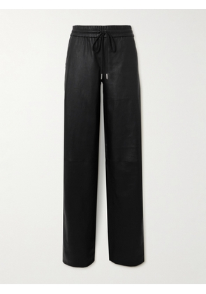SPRWMN - Striped Leather Straight-leg Sweatpants - Black - x small,small,medium,large