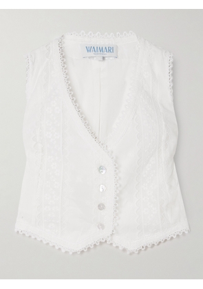 WAIMARI - + Net Sustain Ariel Lace-trimmed Cotton-blend Vest - White - x small,small,medium,large,x large
