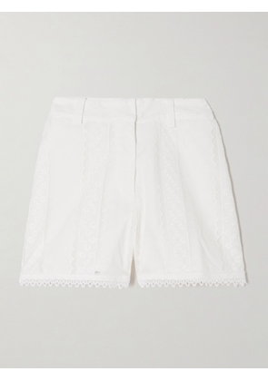 WAIMARI - + Net Sustain Ariel Lace-trimmed Cotton-blend Shorts - White - x small,small,medium,large,x large