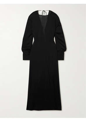 BONDI BORN - + Net Sustain Cremona Knotted Open Back Voile Midi Dress - Black - x small,small,medium,large,x large