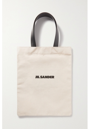 Jil Sander - Book Leather-trimmed Logo-print Canvas Tote - Neutrals - One size
