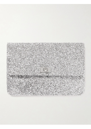 Anya Hindmarch - Valorie Glittered Leather Clutch - Silver - One size
