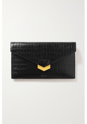 DeMellier - + Net Sustain London Croc-effect Leather Clutch - Black - One size