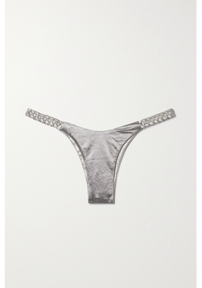 Isa Boulder - Woven Metallic Stretch-satin Bikini Briefs - Silver - x small,small,medium,large,x large