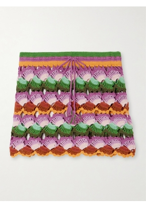 Farm Rio - Bananas Crochet-knit Cotton-blend Mini Skirt - Multi - small,medium,large