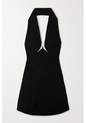 Cult Gaia - Rumi Cutout Linen-blend Halterneck Mini Dress - Black - US0,US2,US4,US6,US8,US10,US12