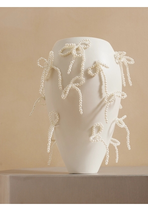 Completedworks - Large Faux Pearl-embellished Ceramic Vase - White - One size