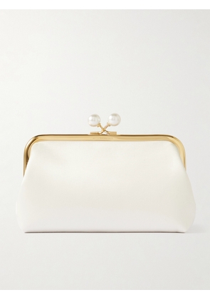 Anya Hindmarch - Maud Faux Pearl-embellished Recycled Satin Clutch - Ivory - One size