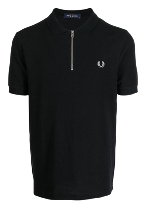 Fred Perry logo-embroidered cotton polo shirt - Black